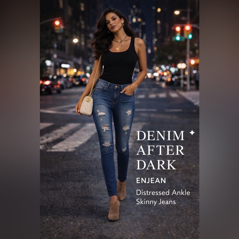 ENJEAN Distressed Ankle Skinny Jeans – NWT – Size 3 – Soft Stretch Fit